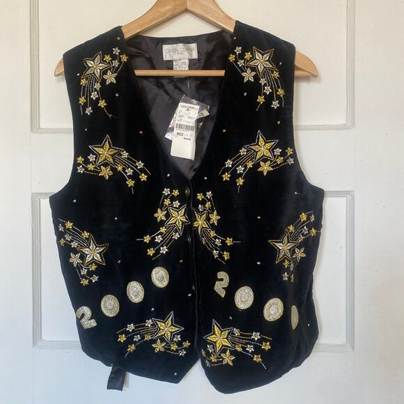 Y2K New Years's Tear 2000 Deadstock Vintage Vest Embroidered Stars Millennium - Picture 1 of 5